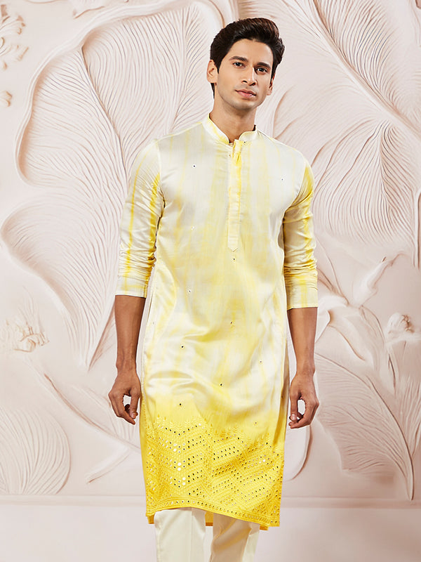 Men's Yellow Viscose Kurta